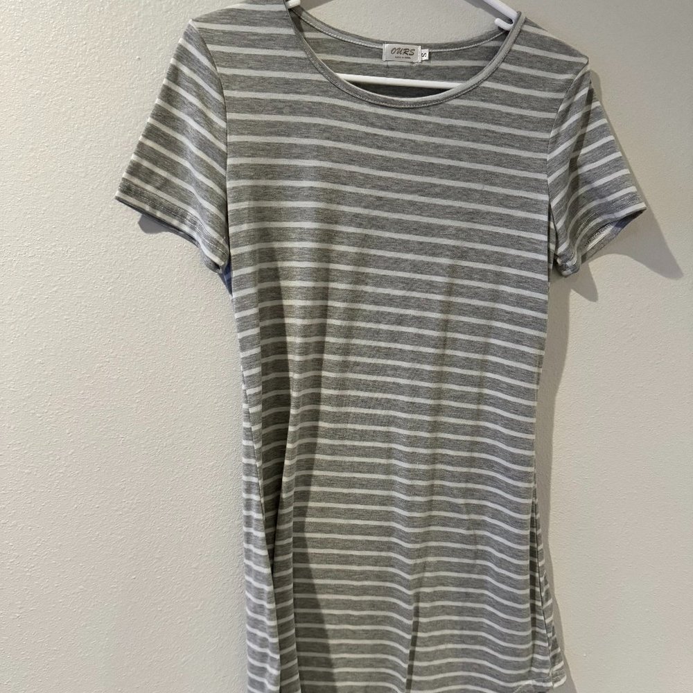 Grey and white strip dress